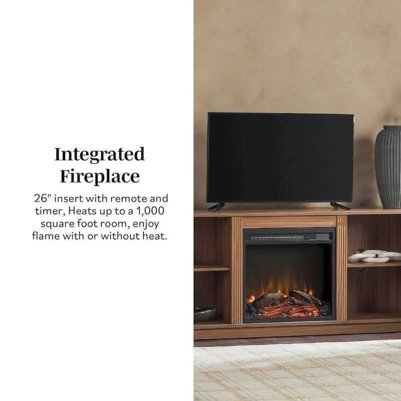 Modern Reeded 70-inch Fireplace TV Stand