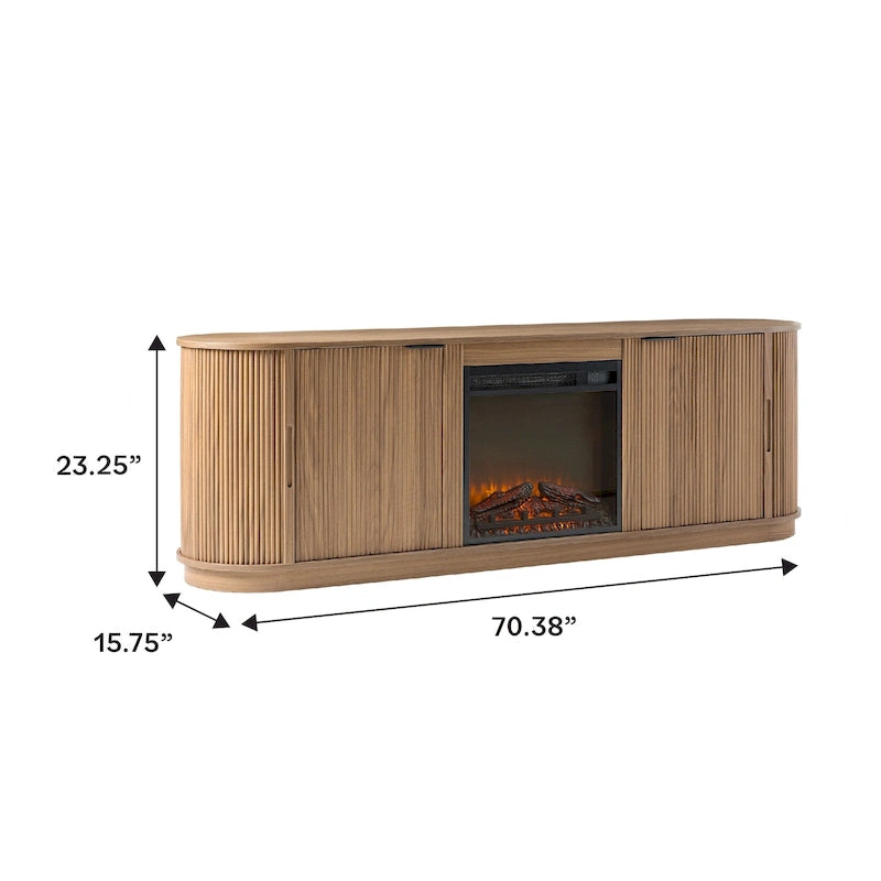 Modern Reeded 70-inch Fireplace TV Stand