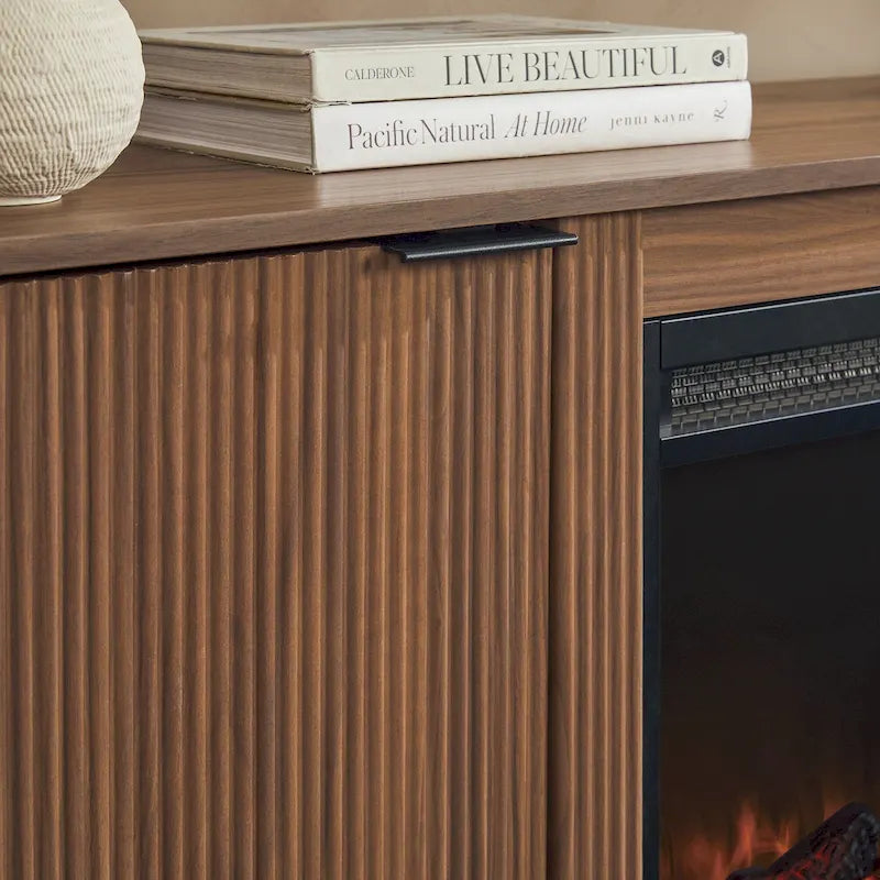 Modern Reeded 70-inch Fireplace TV Stand
