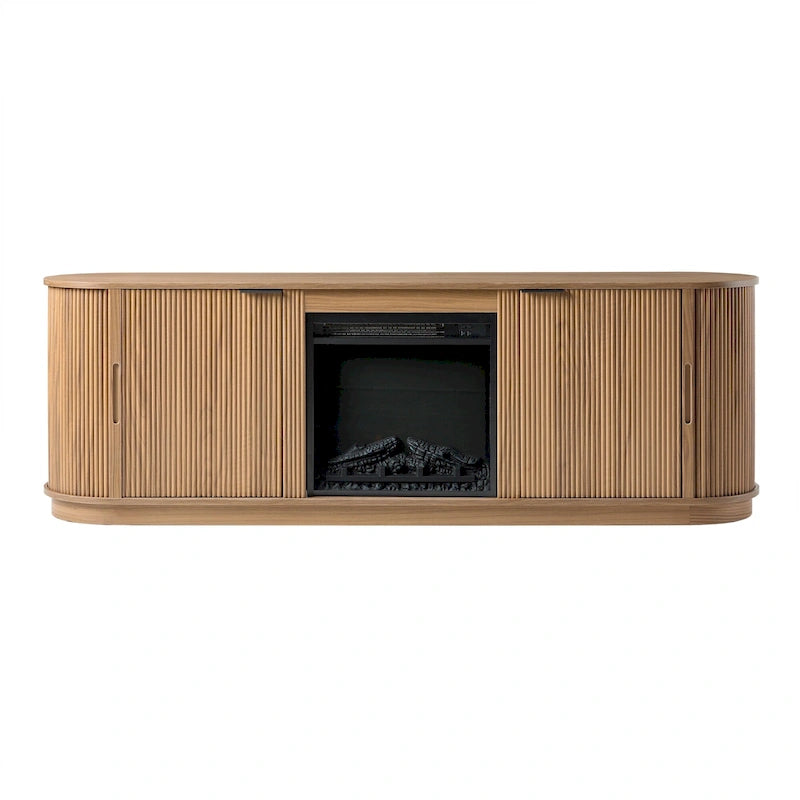 Modern Reeded 70-inch Fireplace TV Stand