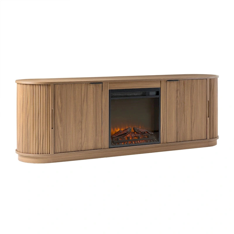 Modern Reeded 70-inch Fireplace TV Stand