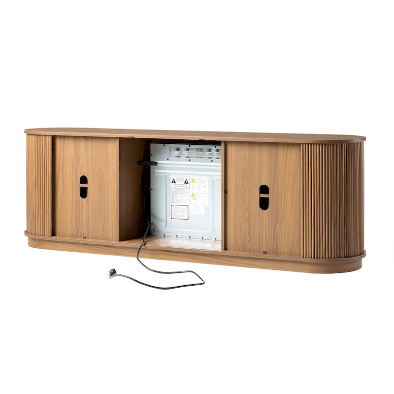 Modern Reeded 70-inch Fireplace TV Stand