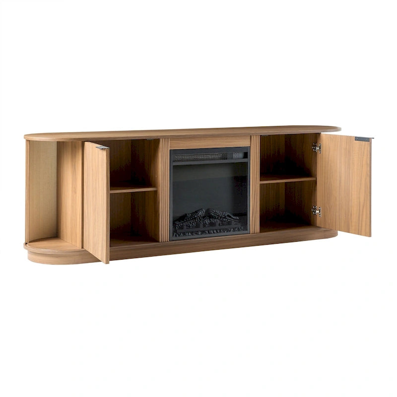Modern Reeded 70-inch Fireplace TV Stand