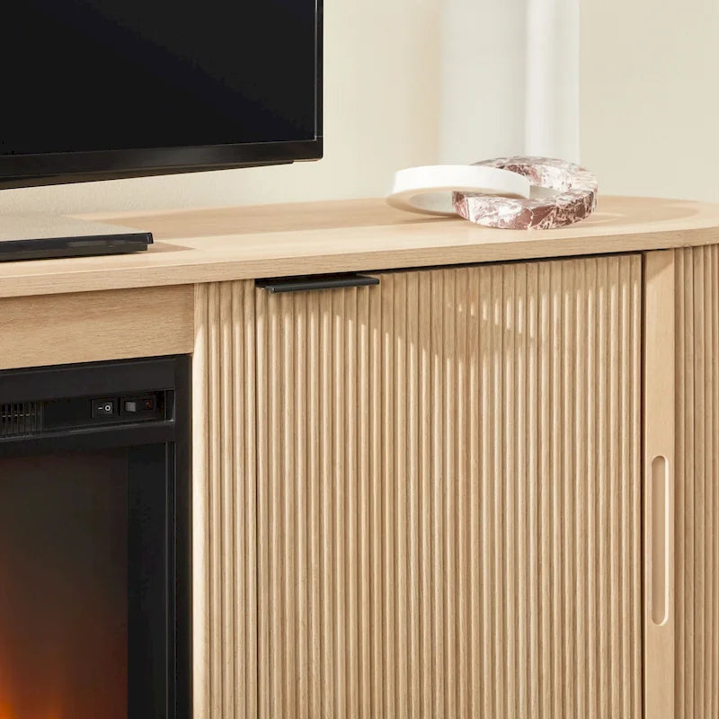 Modern Reeded 70-inch Fireplace TV Stand