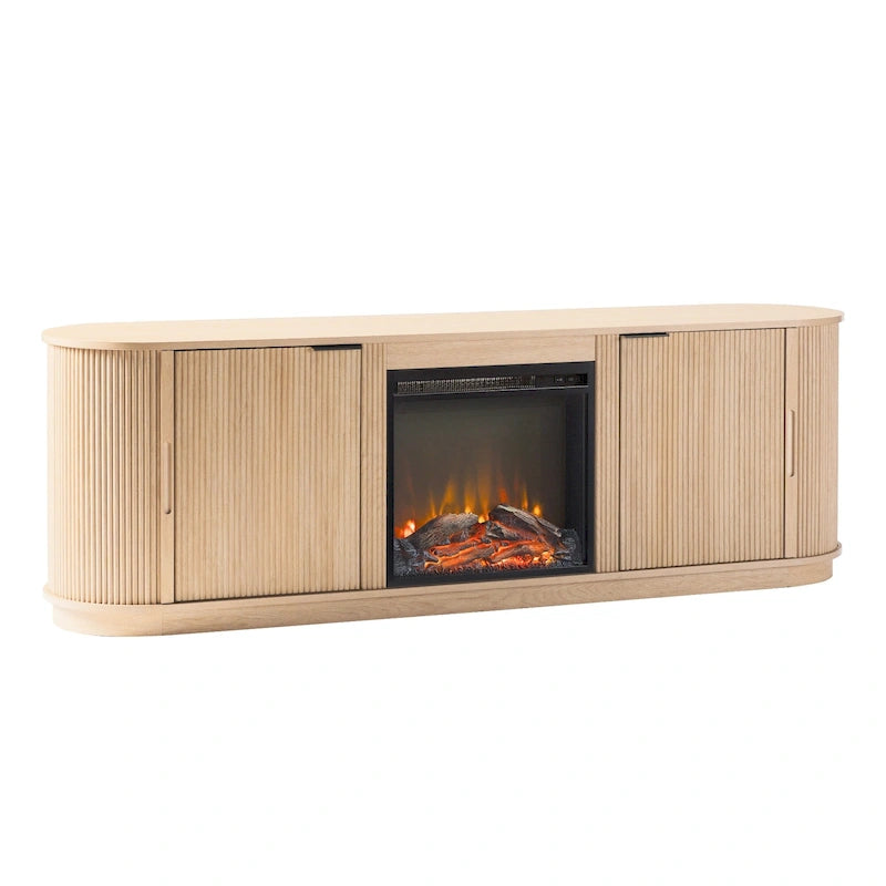 Modern Reeded 70-inch Fireplace TV Stand