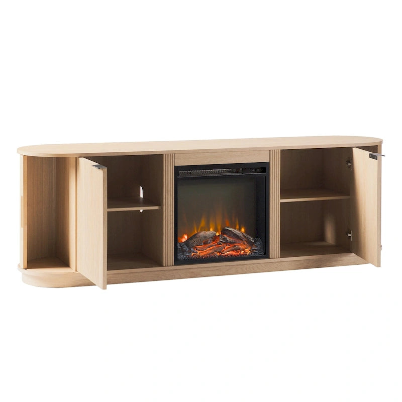 Modern Reeded 70-inch Fireplace TV Stand