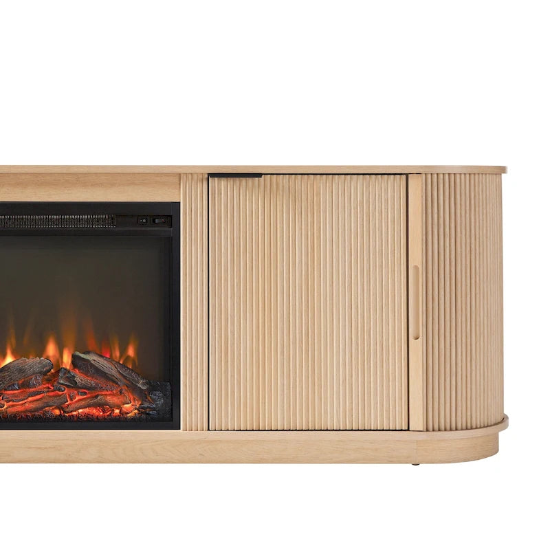 Modern Reeded 70-inch Fireplace TV Stand