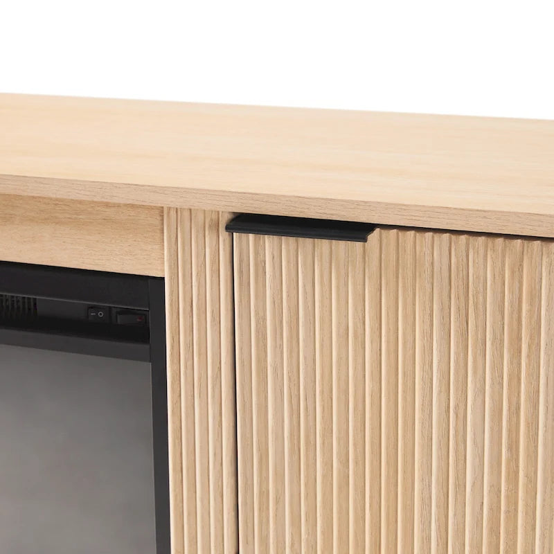 Modern Reeded 70-inch Fireplace TV Stand