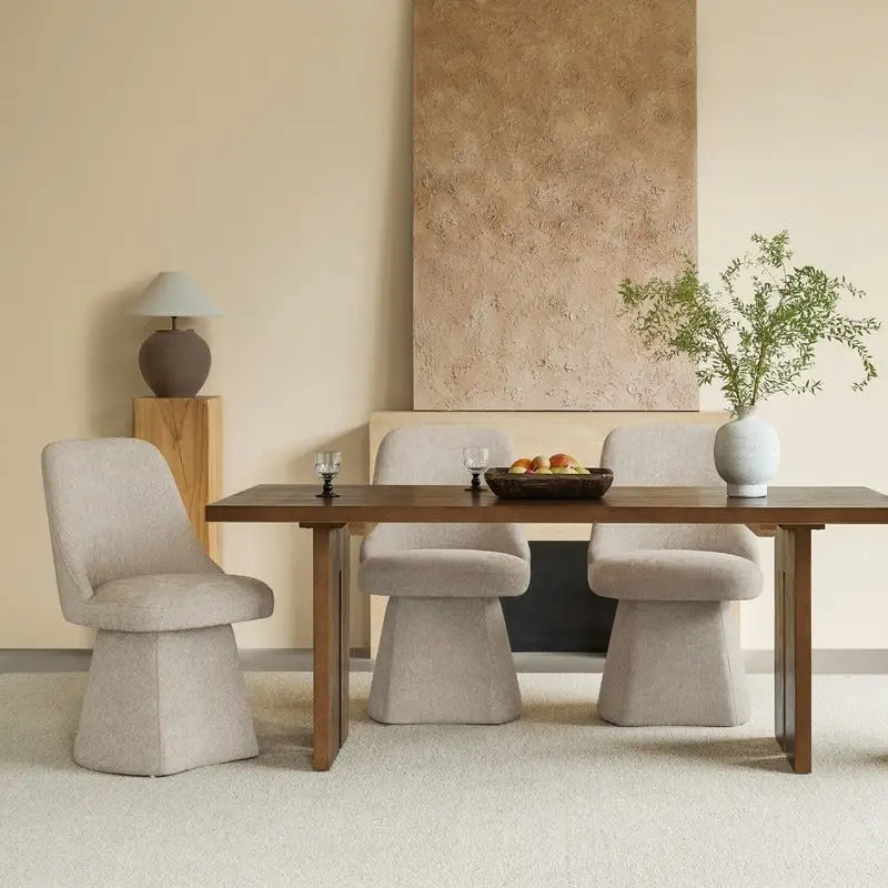 Upholstered Swivel Armless Dining Chair for Kitchen Living Room