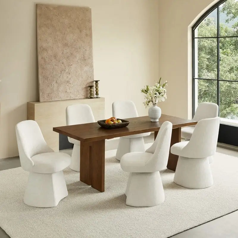 Upholstered Swivel Armless Dining Chair for Kitchen Living Room
