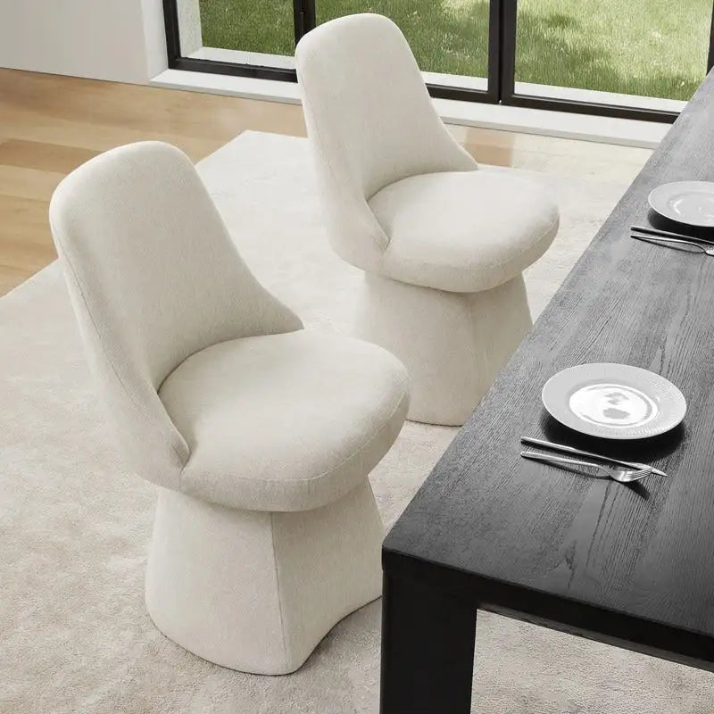 Upholstered Swivel Armless Dining Chair for Kitchen Living Room