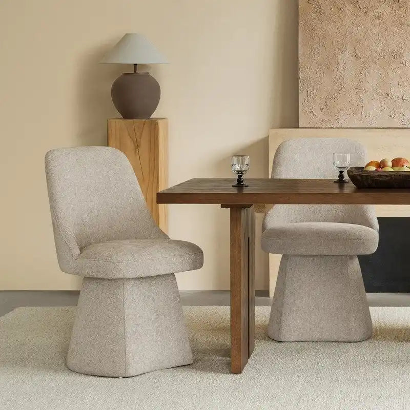 Upholstered Swivel Armless Dining Chair for Kitchen Living Room