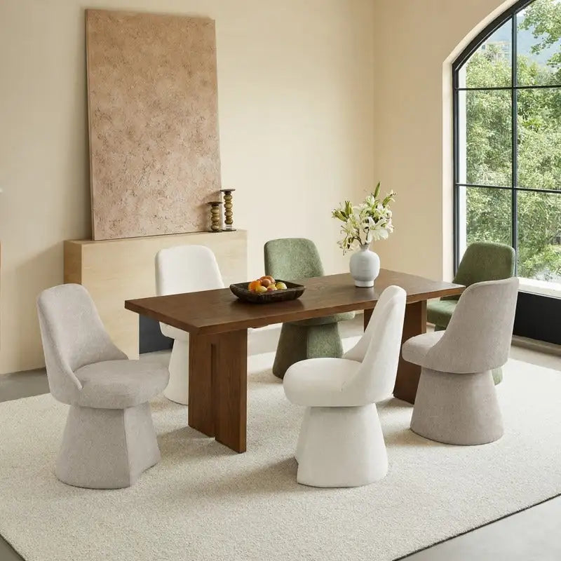 Upholstered Swivel Armless Dining Chair for Kitchen Living Room