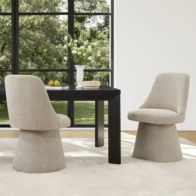 Upholstered Swivel Armless Dining Chair for Kitchen Living Room