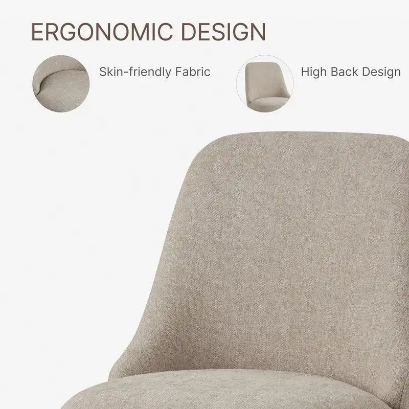 Upholstered Swivel Armless Dining Chair for Kitchen Living Room