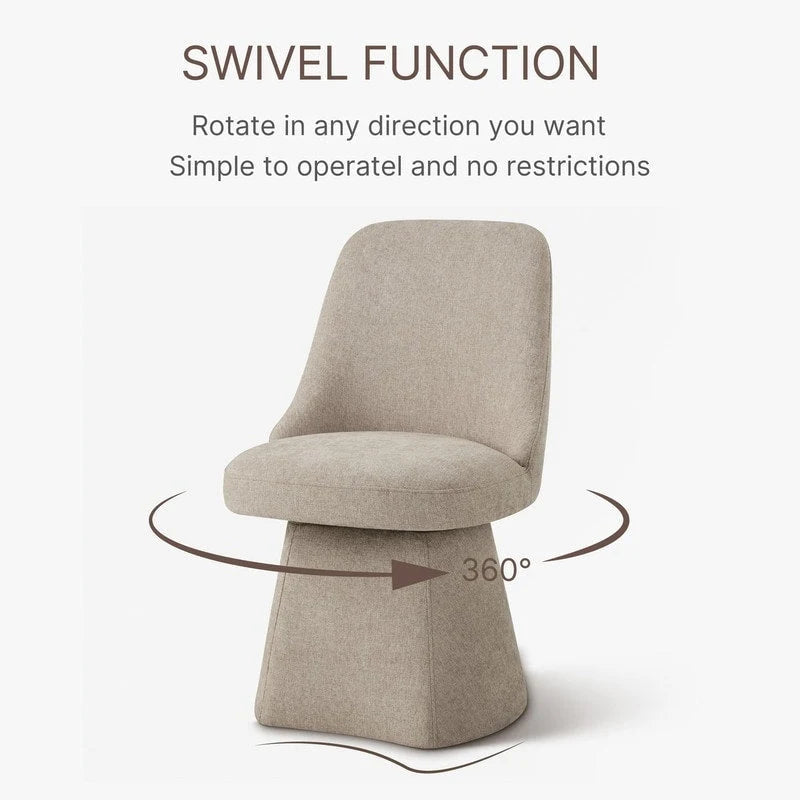Upholstered Swivel Armless Dining Chair for Kitchen Living Room
