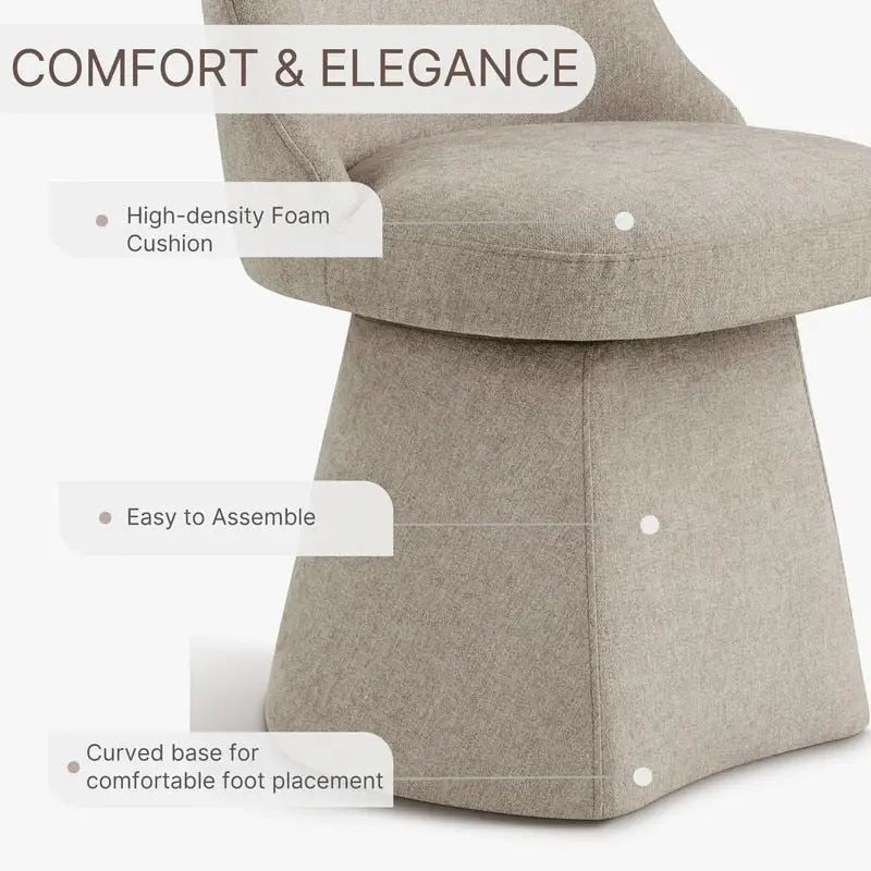 Upholstered Swivel Armless Dining Chair for Kitchen Living Room