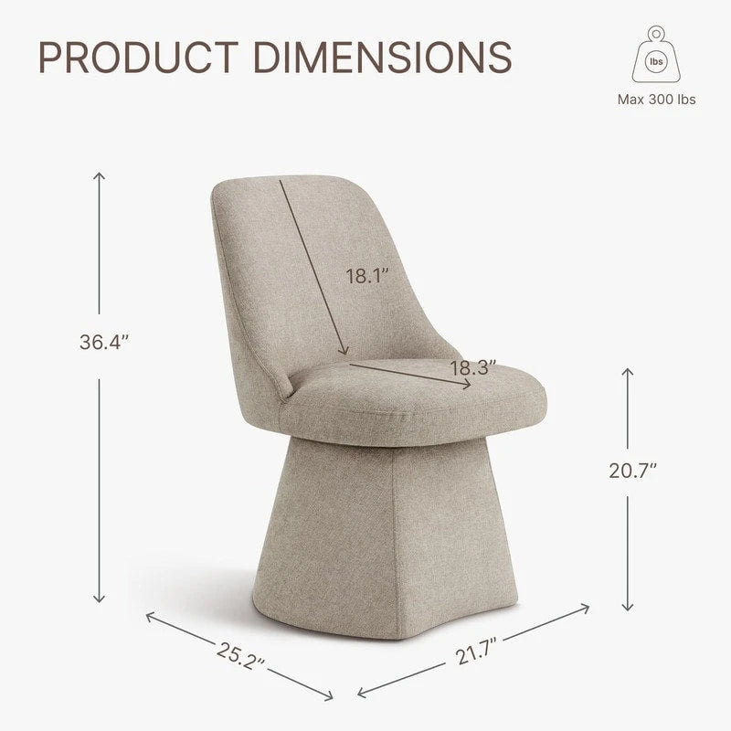 Upholstered Swivel Armless Dining Chair for Kitchen Living Room