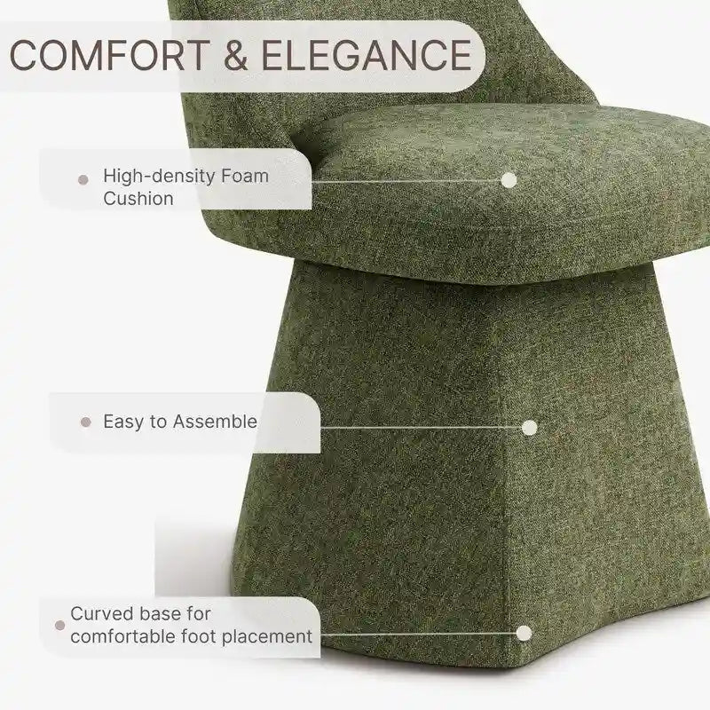 Upholstered Swivel Armless Dining Chair for Kitchen Living Room