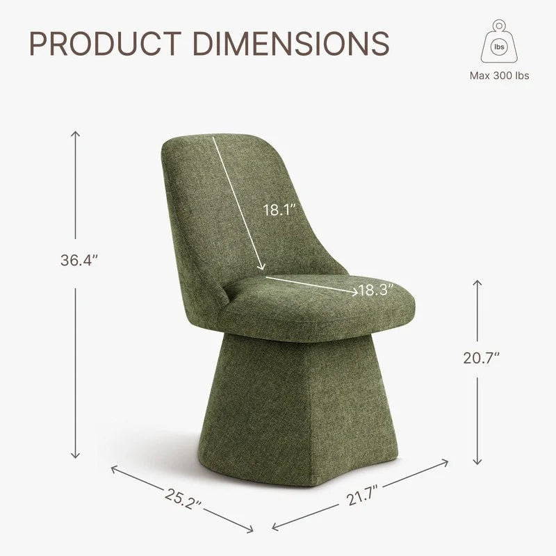 Upholstered Swivel Armless Dining Chair for Kitchen Living Room
