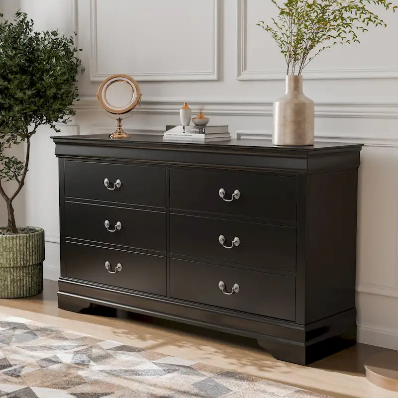 Traditional Solid Wood 6-Drawer Dresser