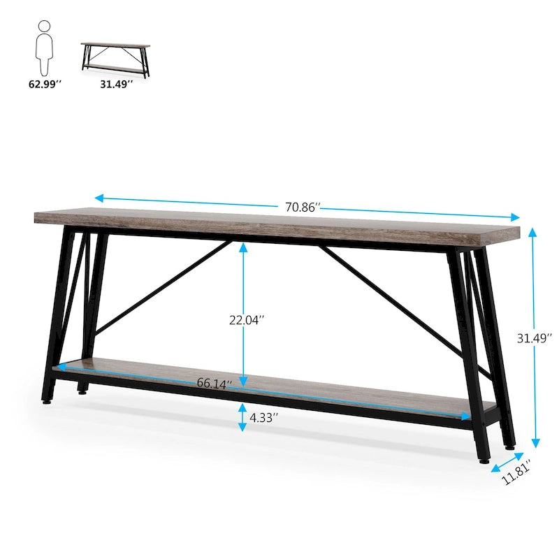 70.9-Inch Extra Long Wood Console Sofa Table for Entryway