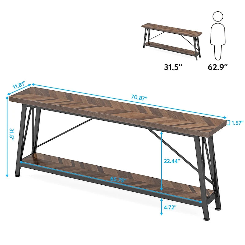 70.9-Inch Extra Long Wood Console Sofa Table for Entryway