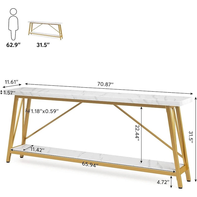 70.9-Inch Extra Long Wood Console Sofa Table for Entryway