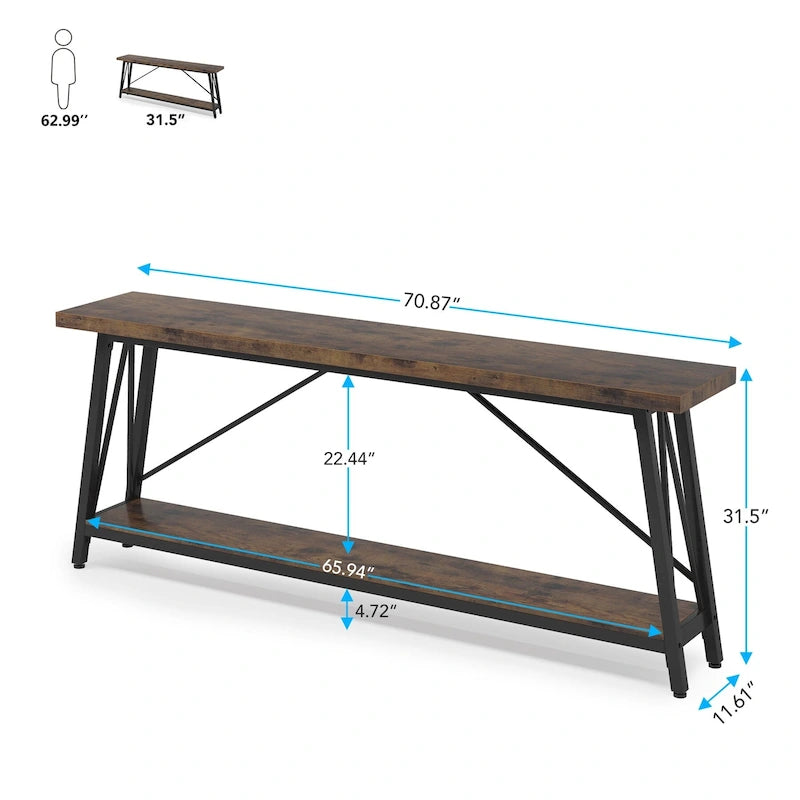 70.9-Inch Extra Long Wood Console Sofa Table for Entryway