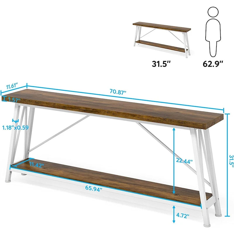 70.9-Inch Extra Long Wood Console Sofa Table for Entryway