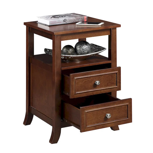 2 Drawer End Table with Shelf