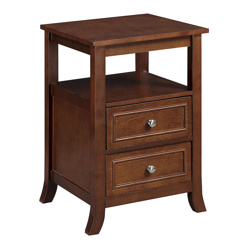 2 Drawer End Table with Shelf