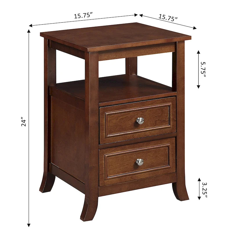 2 Drawer End Table with Shelf