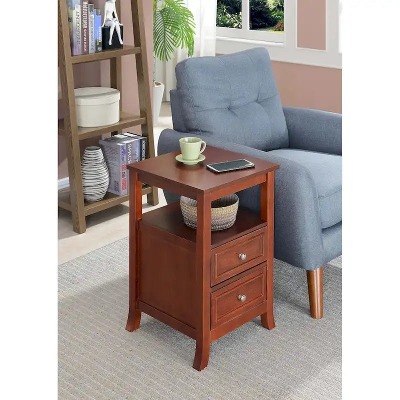 2 Drawer End Table with Shelf