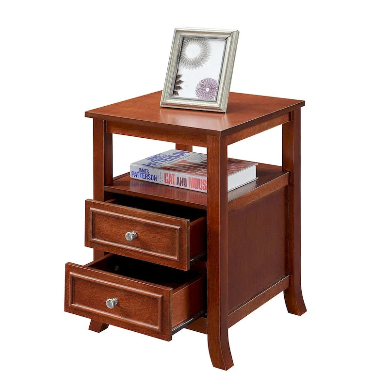 2 Drawer End Table with Shelf