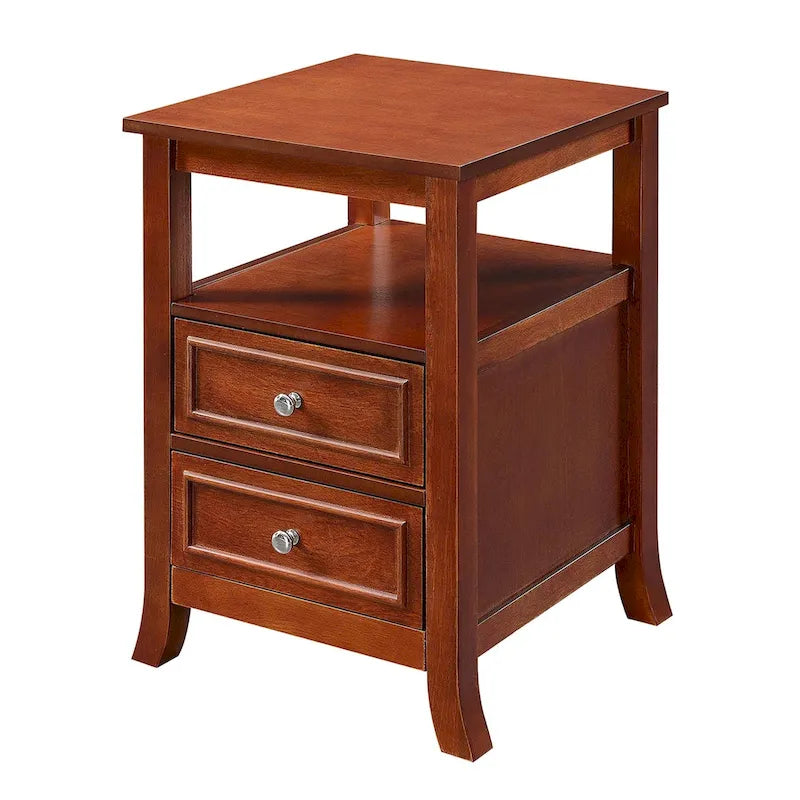2 Drawer End Table with Shelf