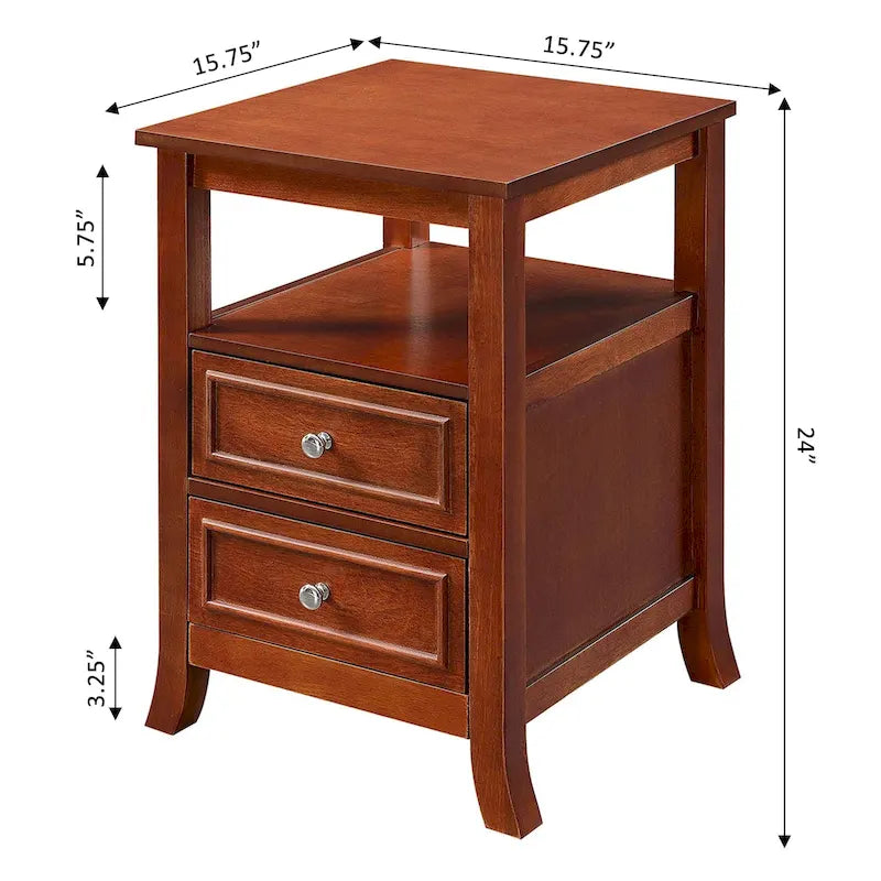2 Drawer End Table with Shelf