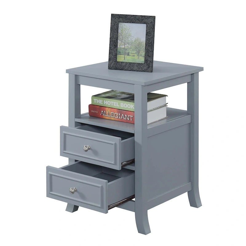 2 Drawer End Table with Shelf