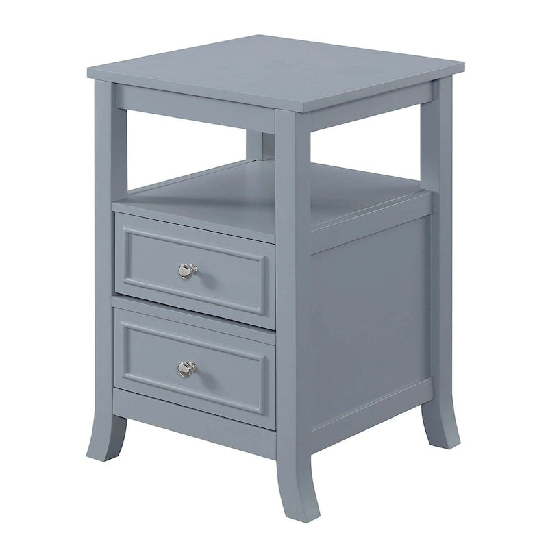2 Drawer End Table with Shelf