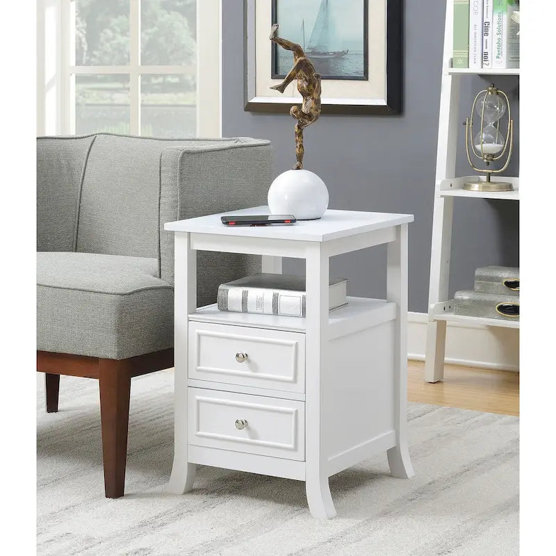 2 Drawer End Table with Shelf
