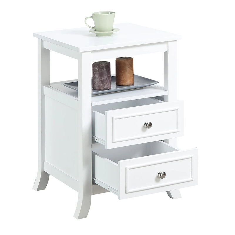 2 Drawer End Table with Shelf