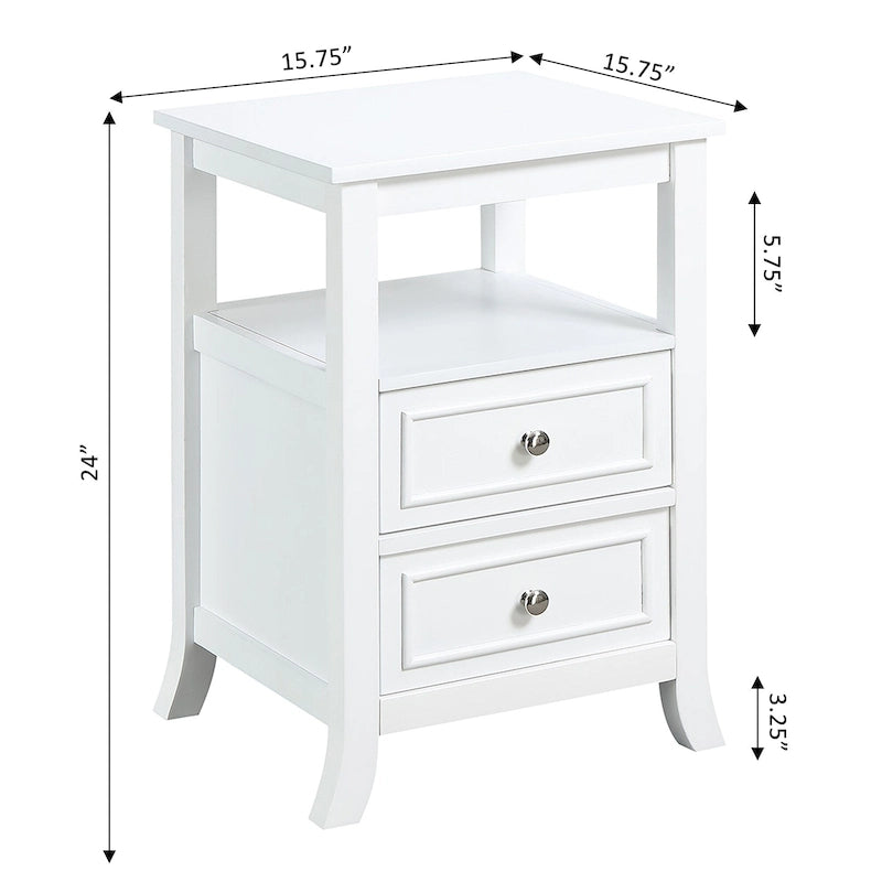 2 Drawer End Table with Shelf