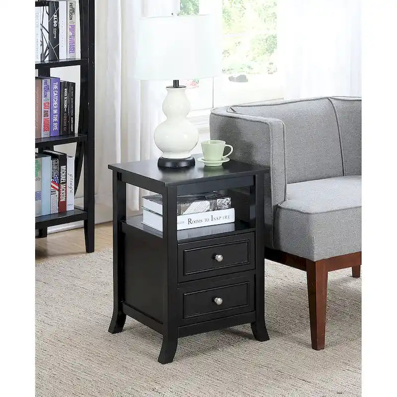 2 Drawer End Table with Shelf