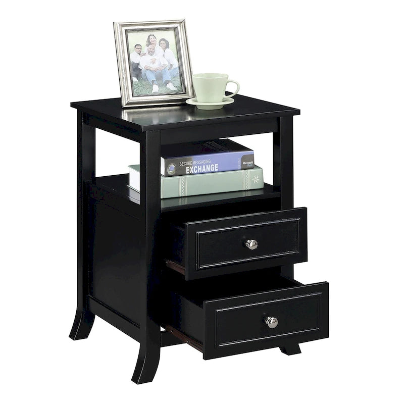 2 Drawer End Table with Shelf