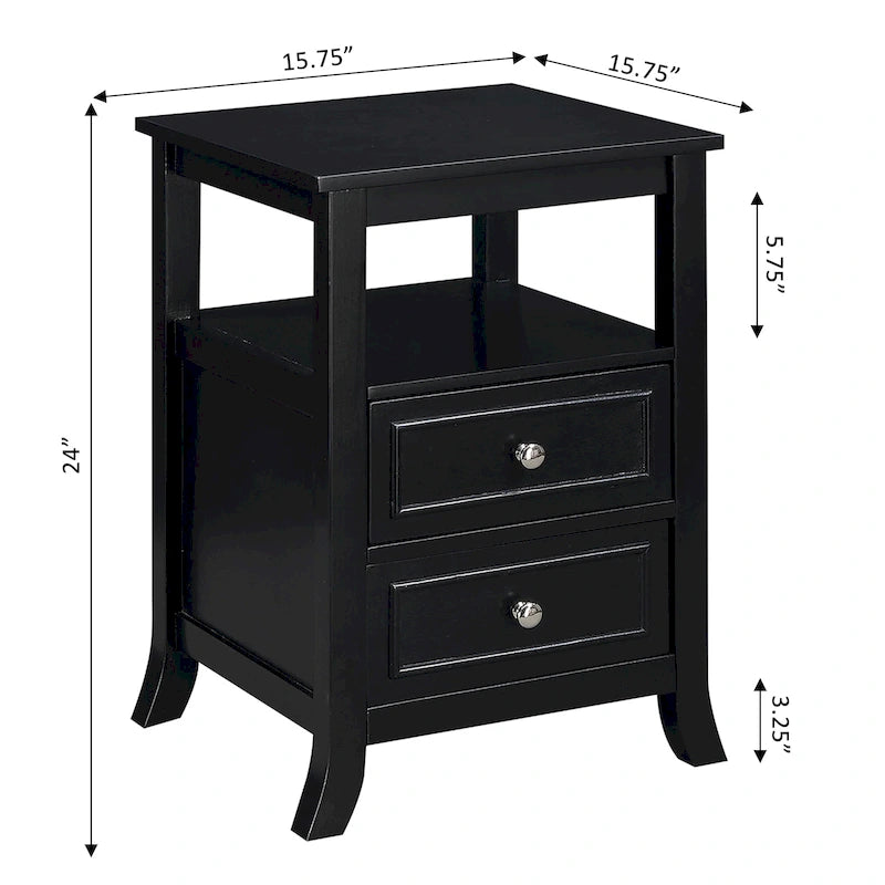 2 Drawer End Table with Shelf
