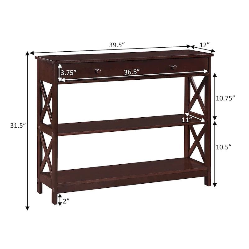Oxford 1 Drawer Console Table with Shelves