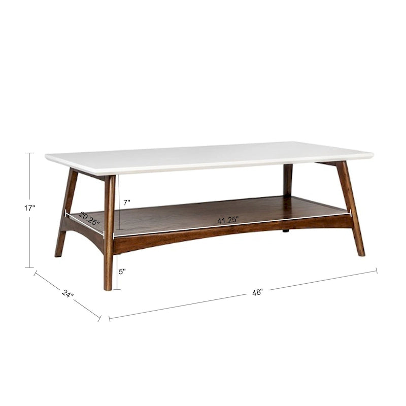 Mid-Century Two-Tone Coffee Table with Storage Shelf