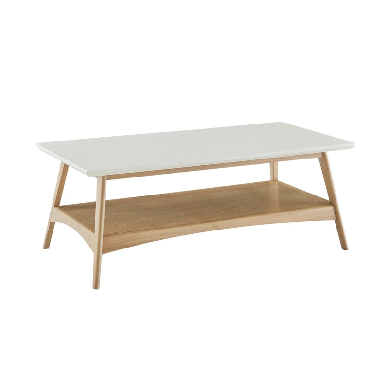 Mid-Century Two-Tone Coffee Table with Storage Shelf