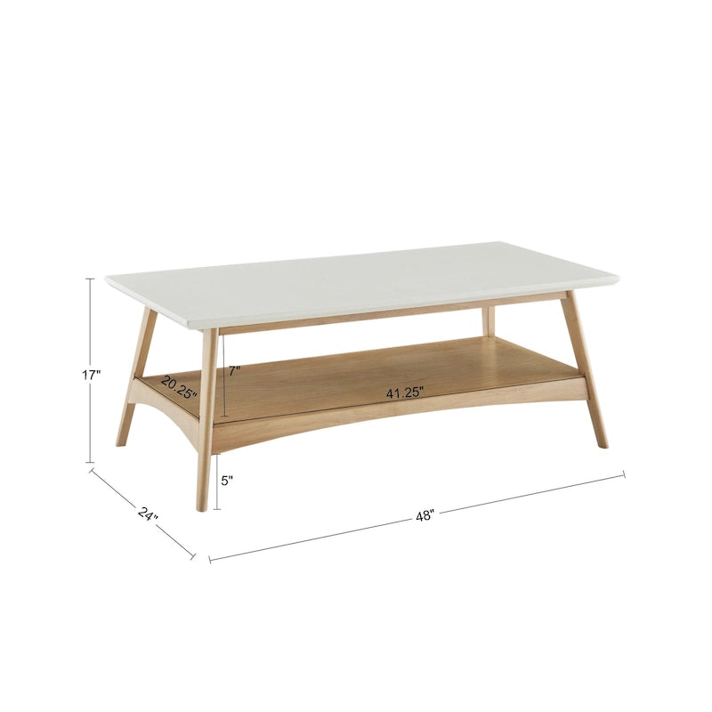 Mid-Century Two-Tone Coffee Table with Storage Shelf