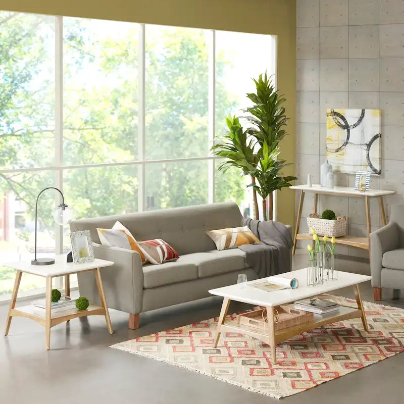 Mid-Century Two-Tone Coffee Table with Storage Shelf
